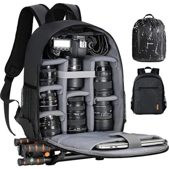 Camera Backpack Bag Small - Professional DSLR Camera Bag with Waterproof Cover - Picture 7 of 7